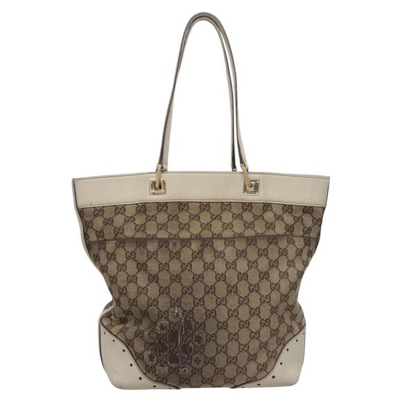 GUCCI GG Canvas Tote Bag Beige Gold - Picture 3 of 16